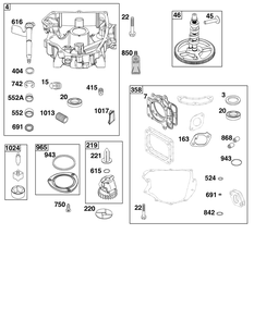 Crankcase Cover/Sump Group Diagram and Parts List for 40R677-0007-B5 400000 - 699999 Briggs and Stratton Engine